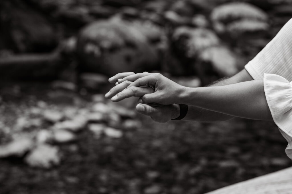 Couple's hands taken by Idaho elopement photographer