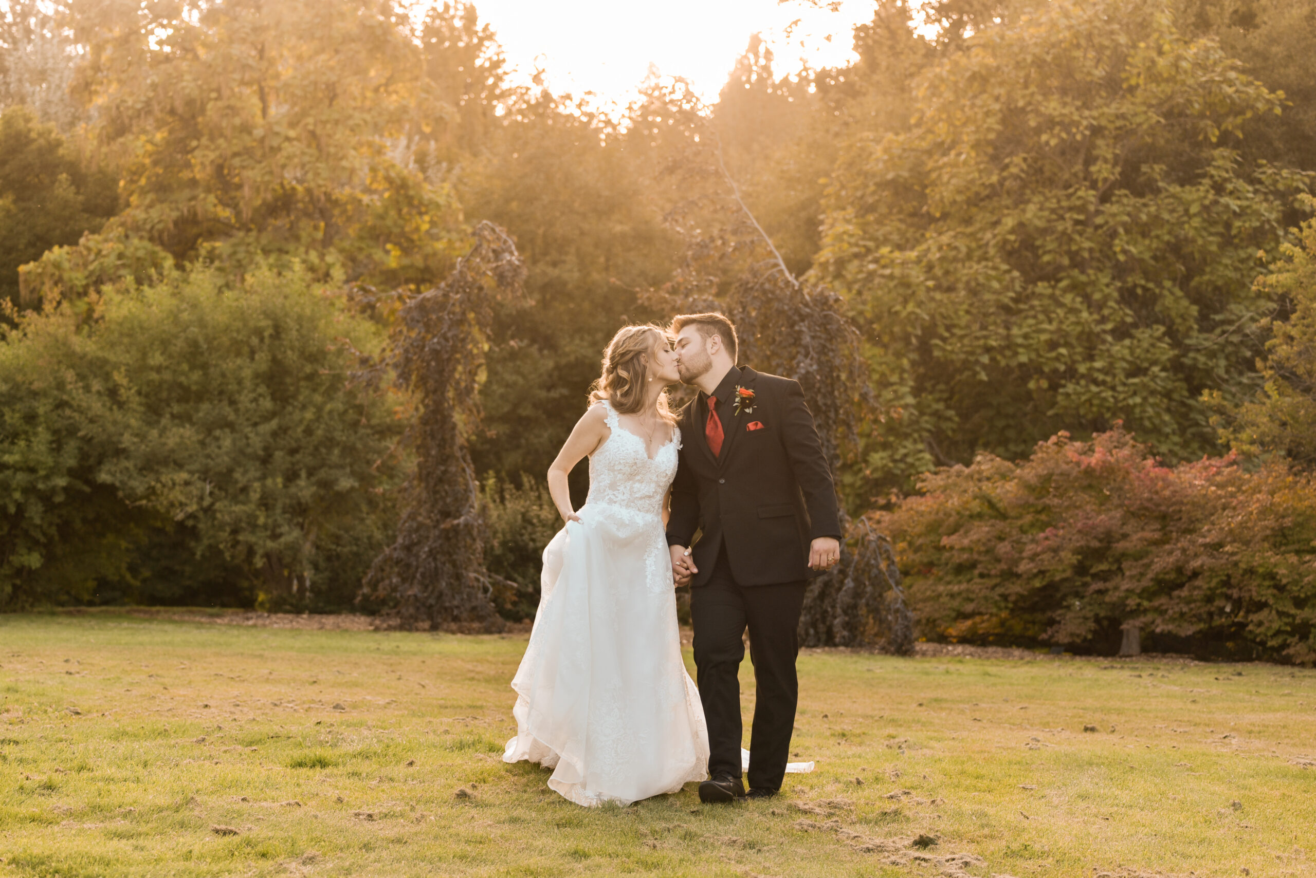 Couple walking by Washington Elopement photographer